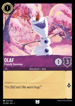 Disney Lorcana Trading Card Game The First Chapter OLAF Friendly Snowman