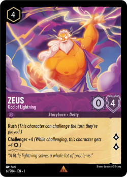 Disney Lorcana Trading Card Game The First Chapter ZEUS God of Lightning