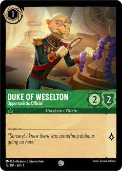 Disney Lorcana Trading Card Game The First Chapter DUKE OF WESELTON Opportunistic Official