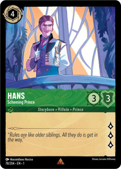 Disney Lorcana Trading Card Game The First Chapter HANS Scheming Prince